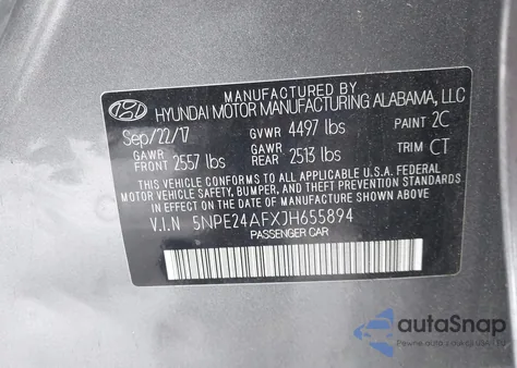 2018 Hyundai Sonata Se из США, поврежденный, VIN 5NPE24AFXJH655894